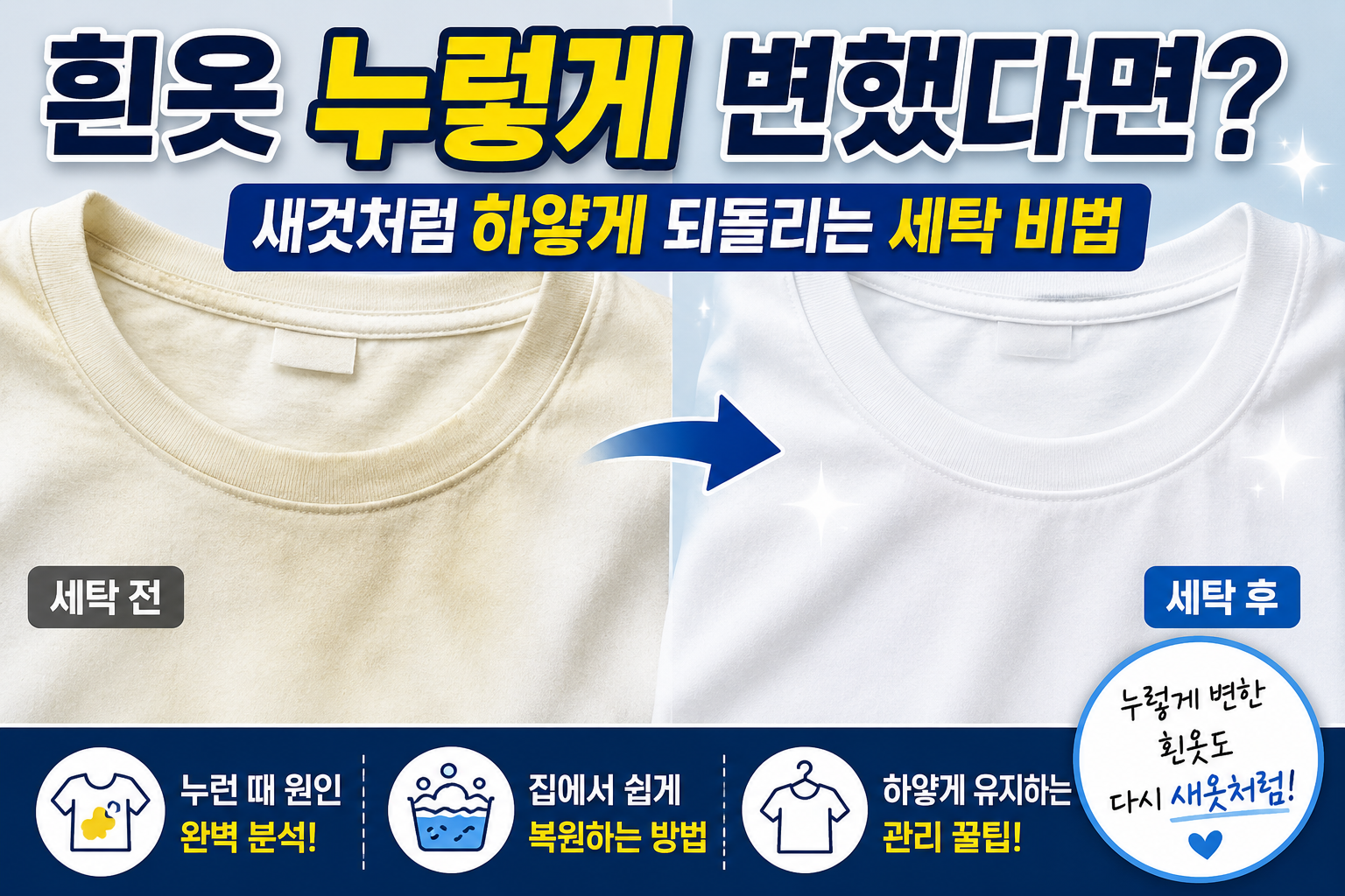 새것처럼 하얗게 되돌리는 세탁 방법
